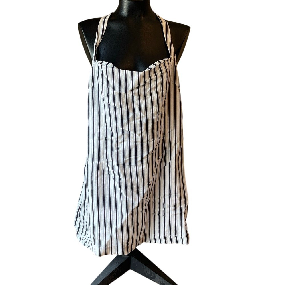 NWT Anthropologie Dress Womens Size XL Stripe Sleeveless Open Back Tie Straps Bo
